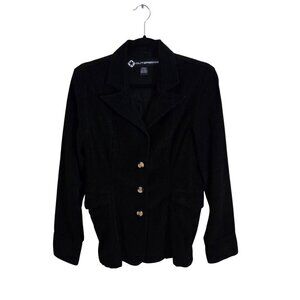 Vintage Outeredge Black Cotton Corduroy Dark Academia 90s Blazer Size M